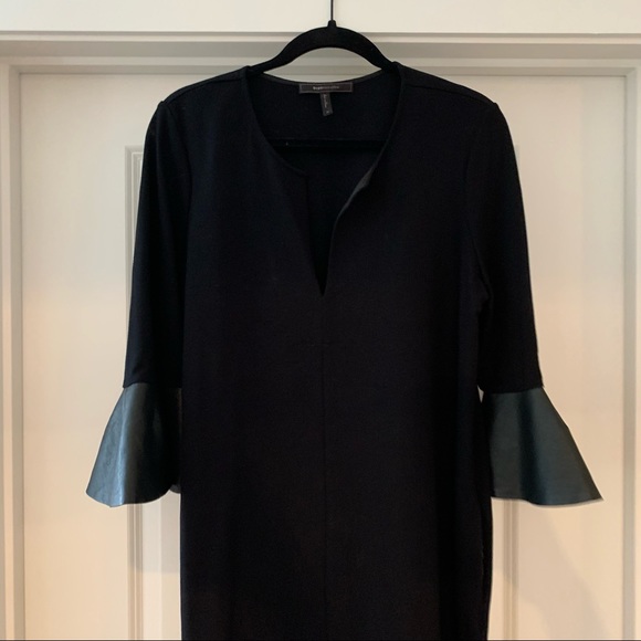 💞3 for $50💞BCBGMAXAZRIA black dress with faux leather sleeve  size medium - Picture 9 of 12